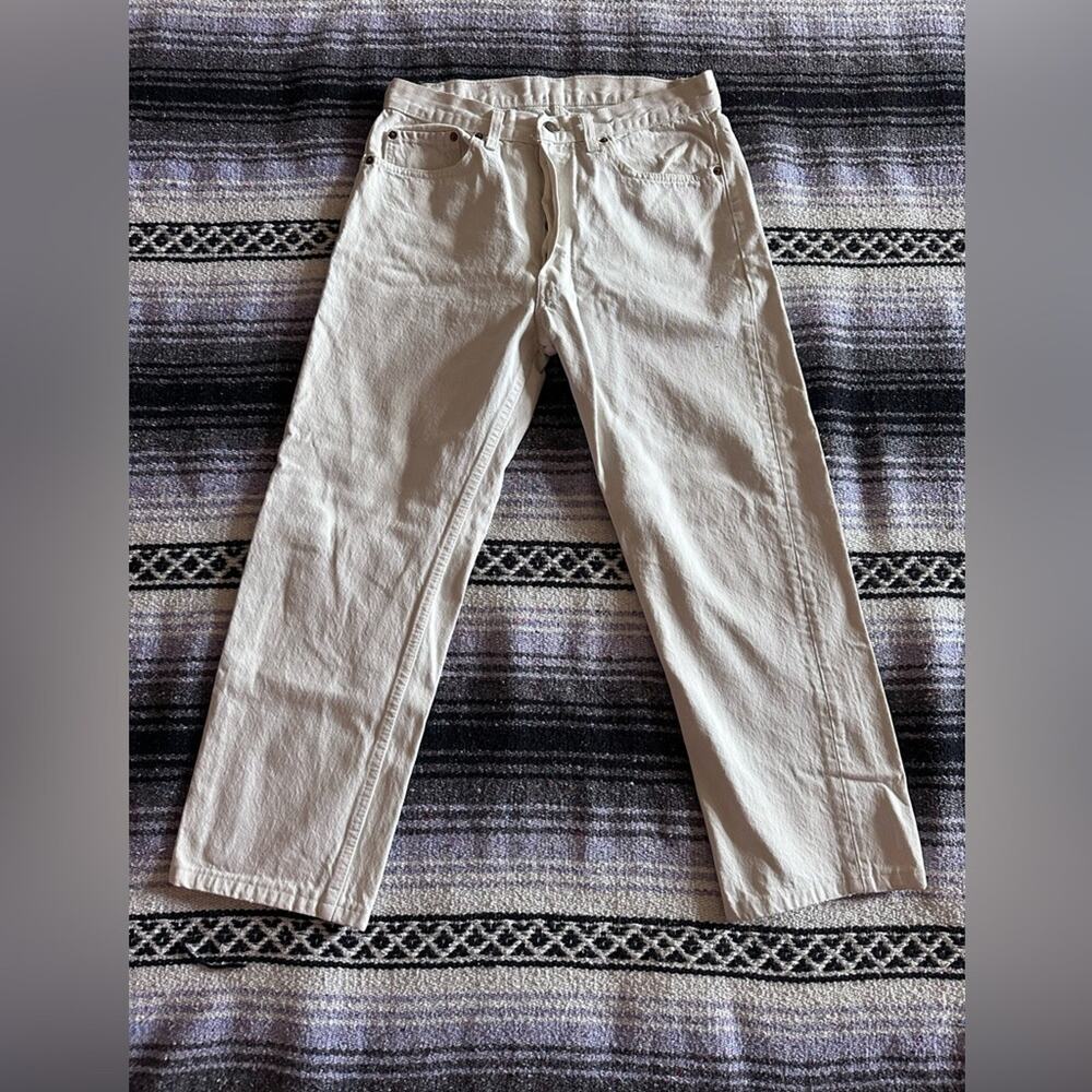 vintage • levi's 501 button fly painter pants denim white jeans canvas set of 2 - Picture 11 of 15
